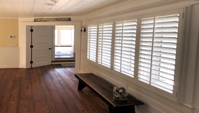 Faux wood plantation shutters in Las Vegas